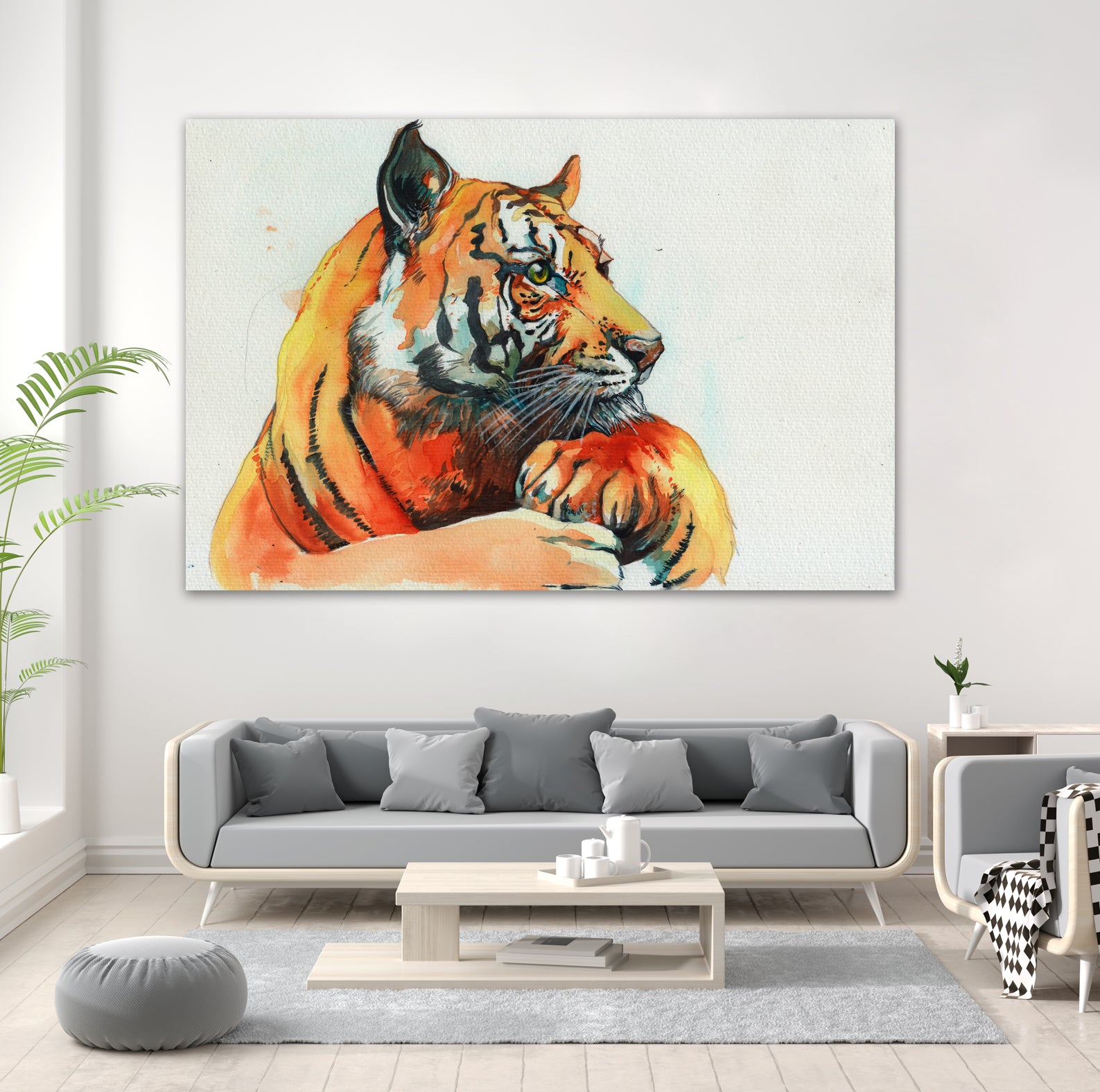 TIGER-THE-HUNTER by VICTOR ABARCA on GIANT ART - green mixed media