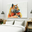 TIGER-THE-HUNTER by VICTOR ABARCA on GIANT ART - green mixed media