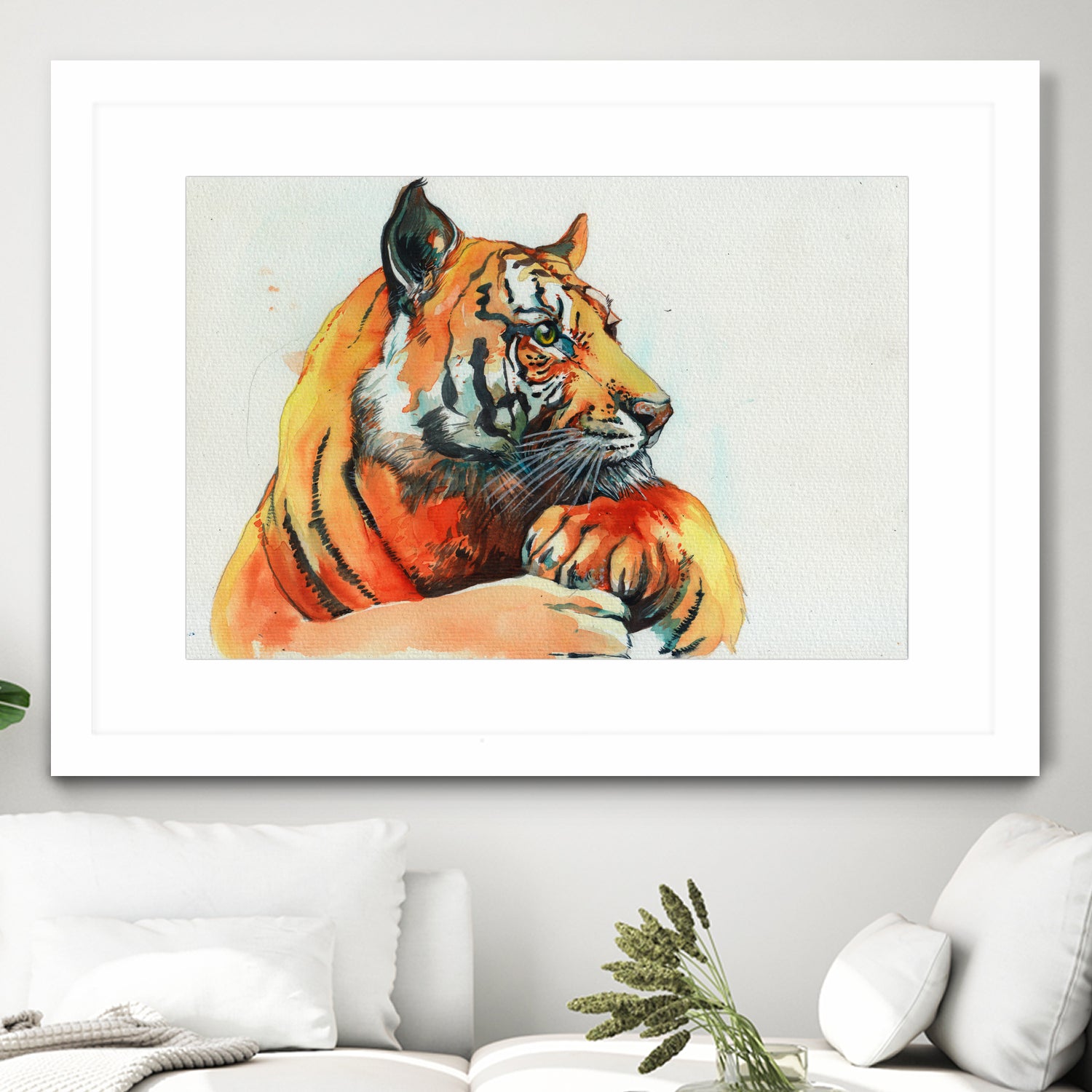 TIGER-THE-HUNTER by VICTOR ABARCA on GIANT ART - green mixed media