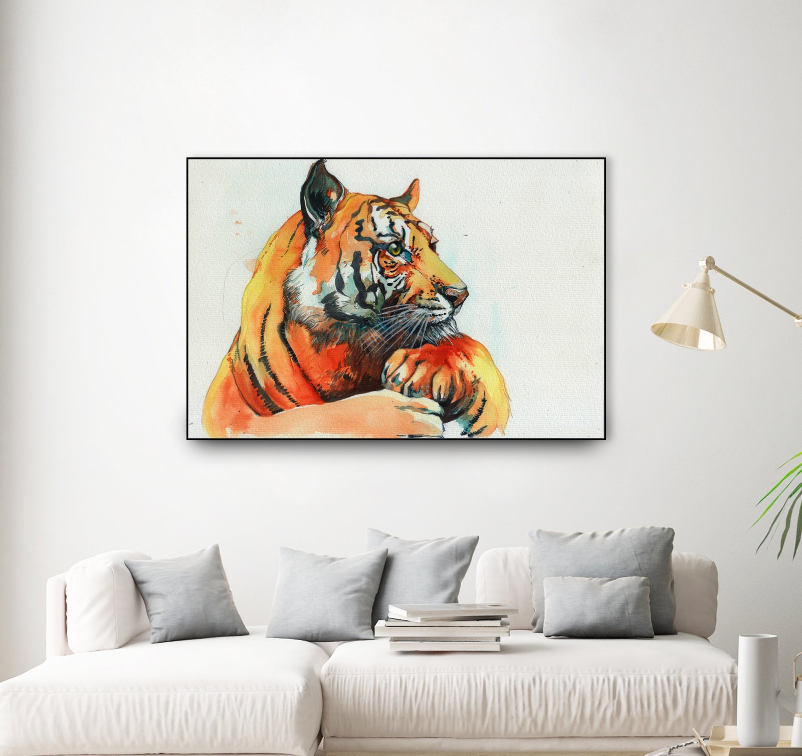 TIGER-THE-HUNTER by VICTOR ABARCA on GIANT ART - green mixed media