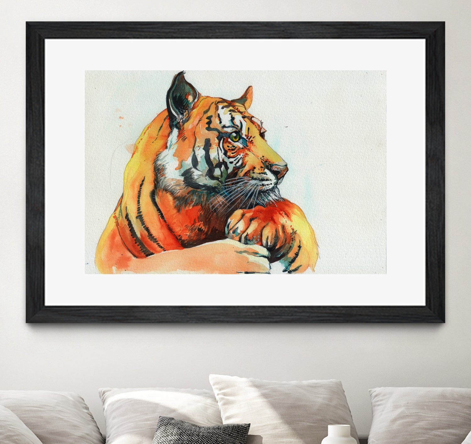 TIGER-THE-HUNTER by VICTOR ABARCA on GIANT ART - green mixed media