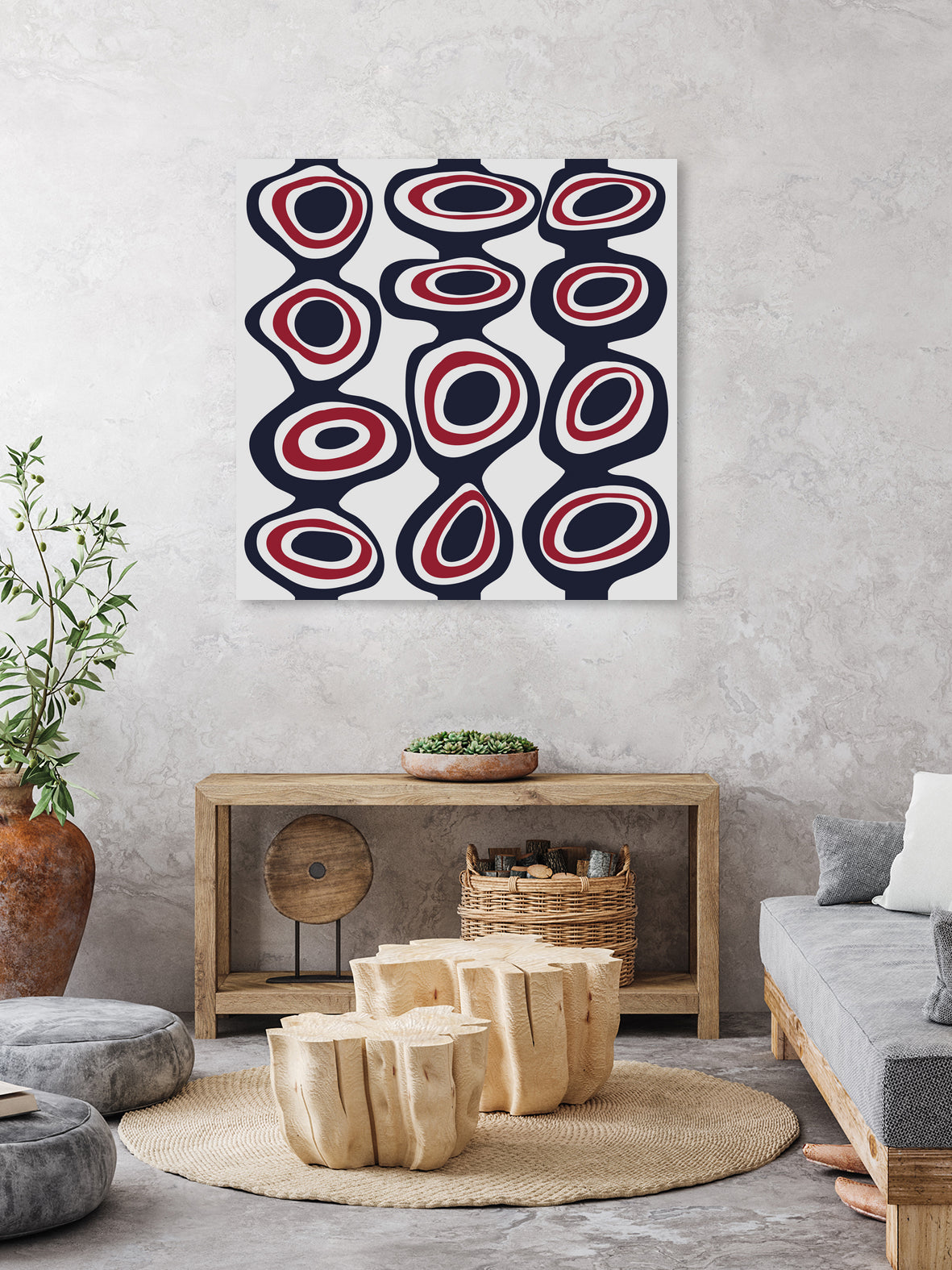Cells - Navy Red by Blerta Karahoda on GIANT ART - blue digital painting