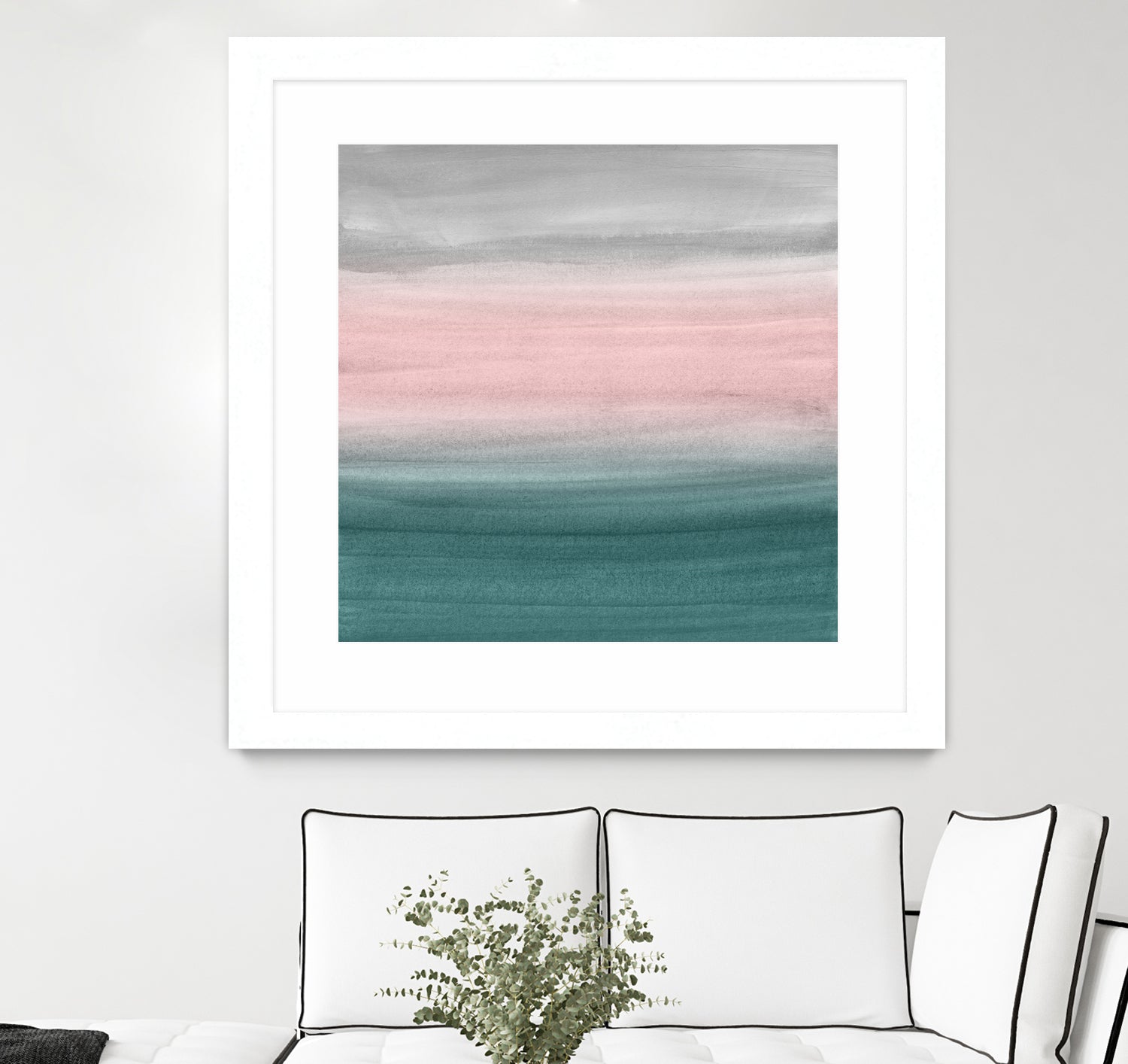 Touching Teal Blush Gray Watercolor Abstract #1 #painting by Anita & Bella Jantz on GIANT ART - green digital painting