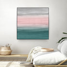 Touching Teal Blush Gray Watercolor Abstract #1 #painting by Anita & Bella Jantz on GIANT ART - green digital painting