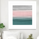 Touching Teal Blush Gray Watercolor Abstract #1 #painting by Anita & Bella Jantz on GIANT ART - green digital painting