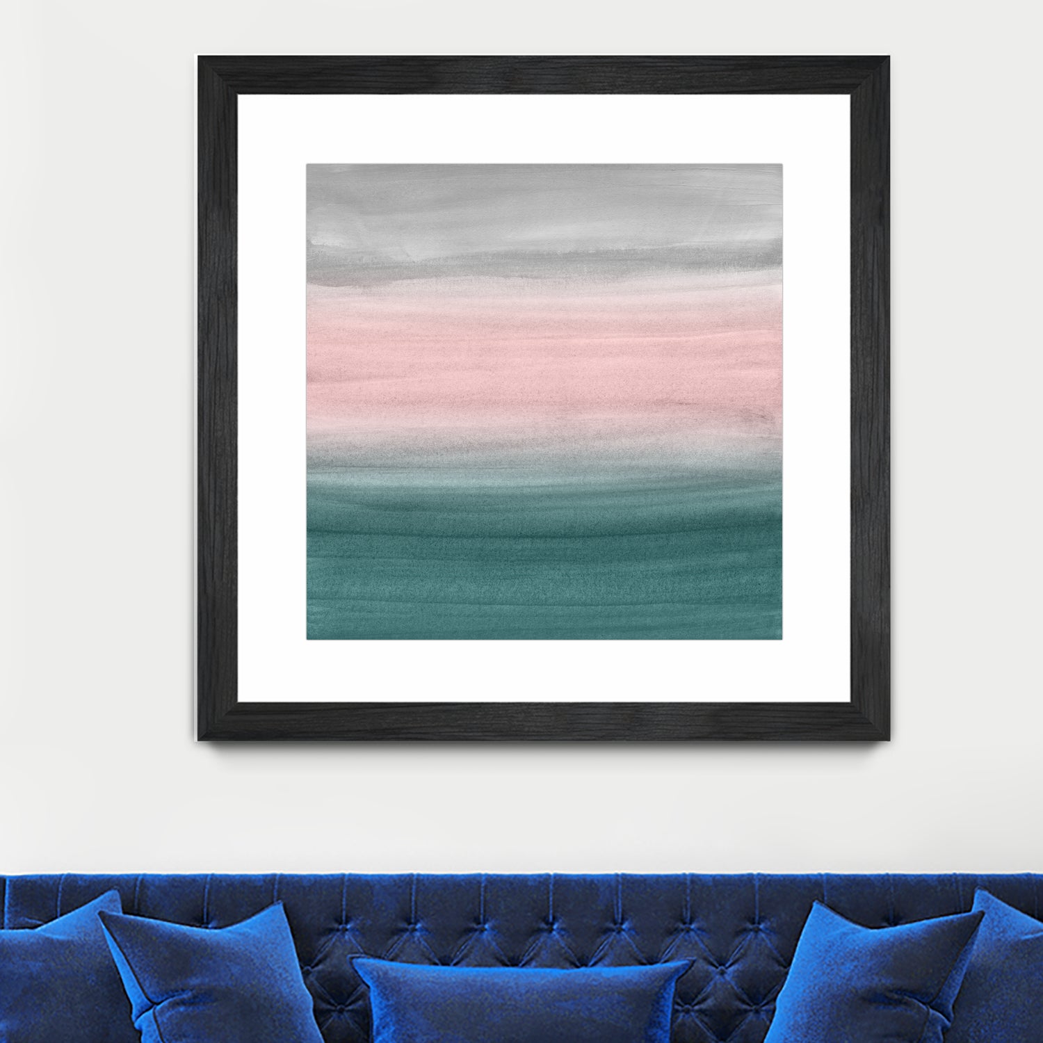 Touching Teal Blush Gray Watercolor Abstract #1 #painting by Anita & Bella Jantz on GIANT ART - green digital painting