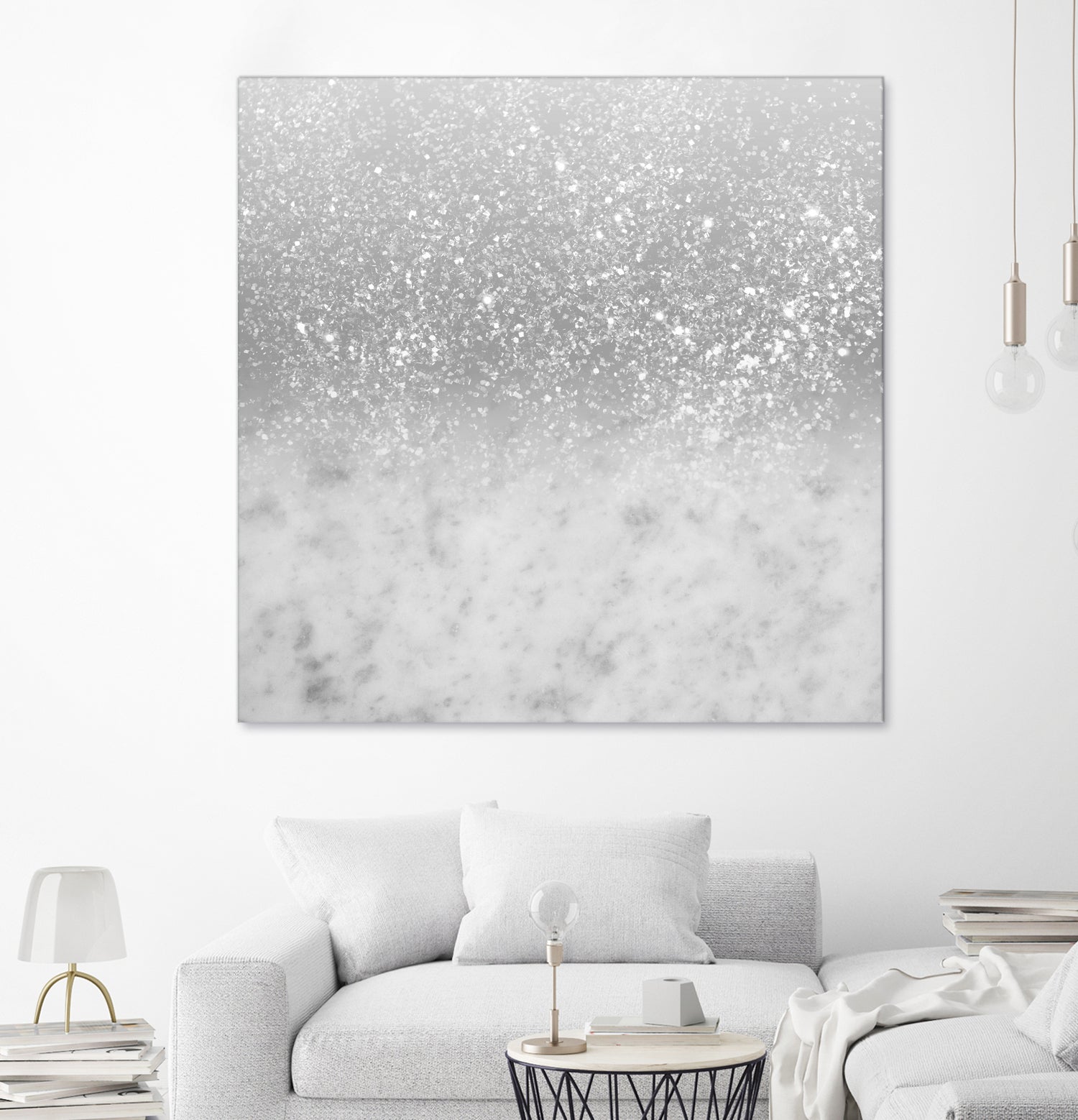 White Marble Silver Ombre Glitter Glam #1 #shiny #gem #decor by Anita & Bella Jantz on GIANT ART - gray photo illustration