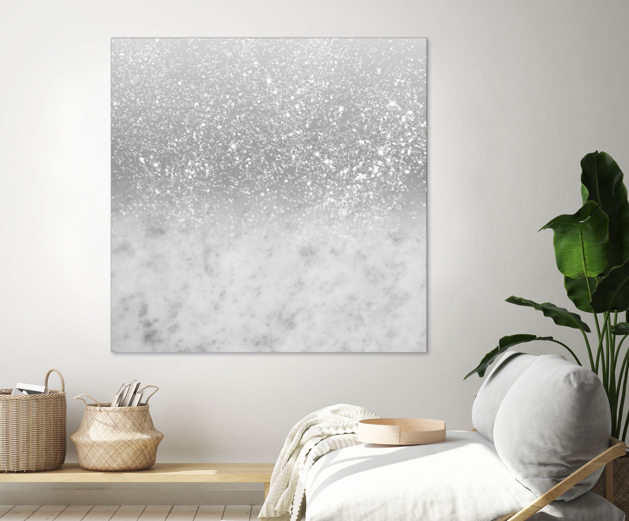 White Marble Silver Ombre Glitter Glam #1 #shiny #gem #decor by Anita & Bella Jantz on GIANT ART - gray photo illustration