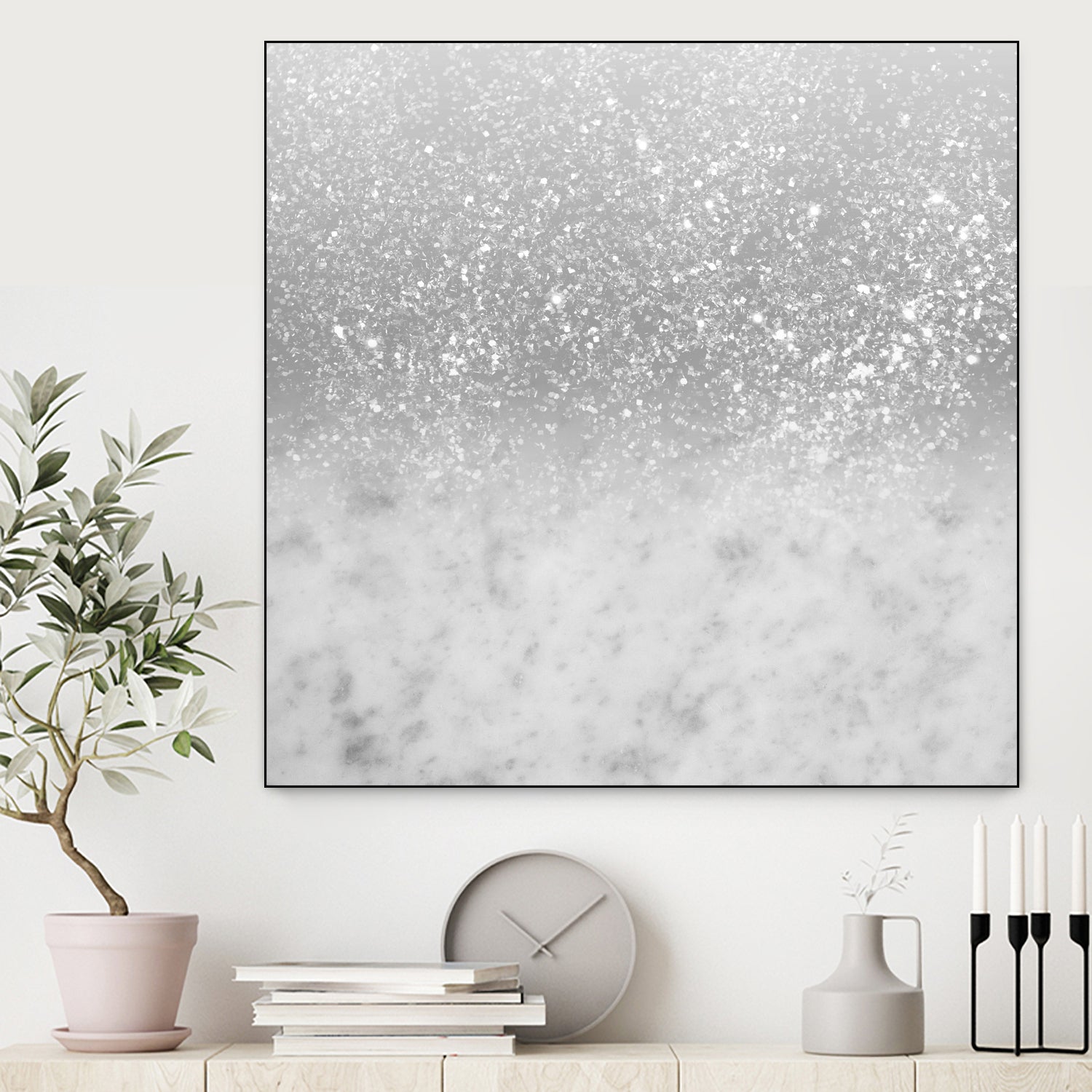 White Marble Silver Ombre Glitter Glam #1 #shiny #gem #decor by Anita & Bella Jantz on GIANT ART - gray photo illustration