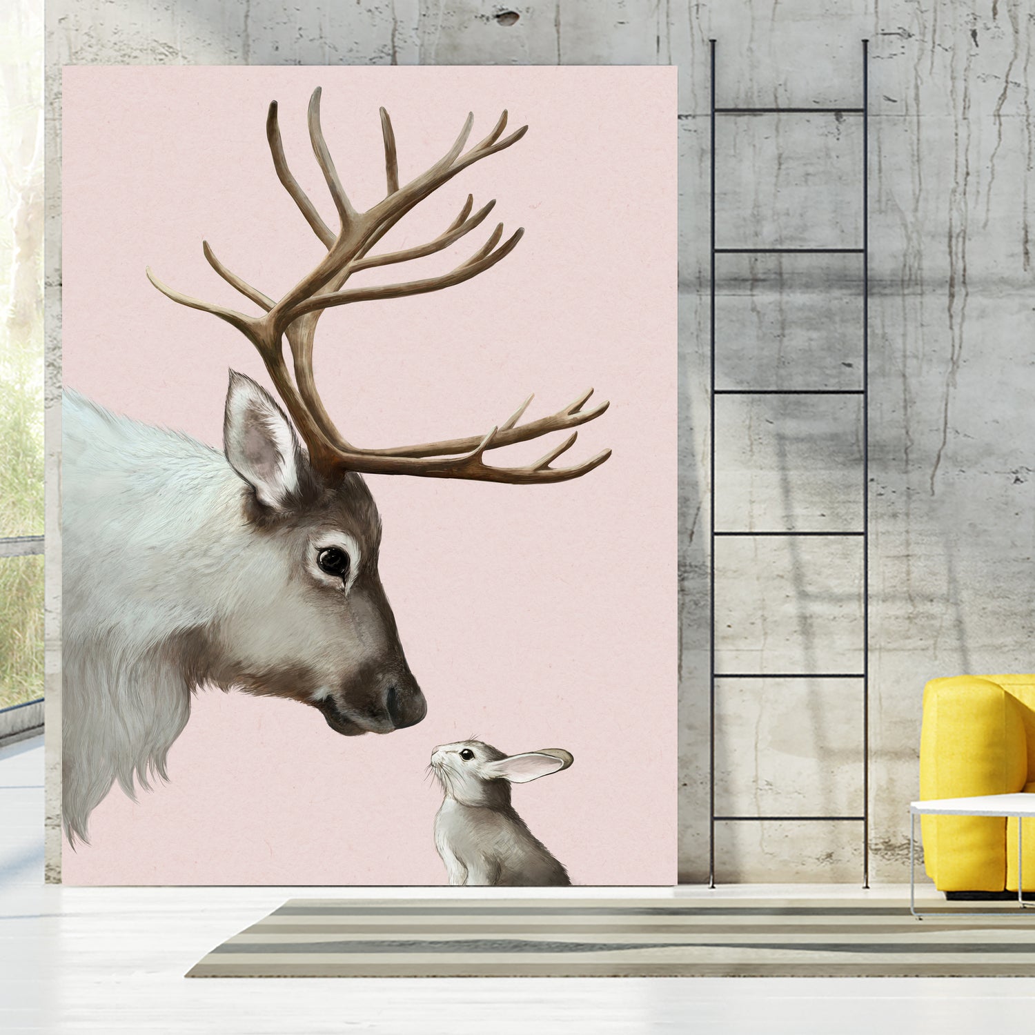 reindeer and rabbit by Laura Graves on GIANT ART - pink digital painting