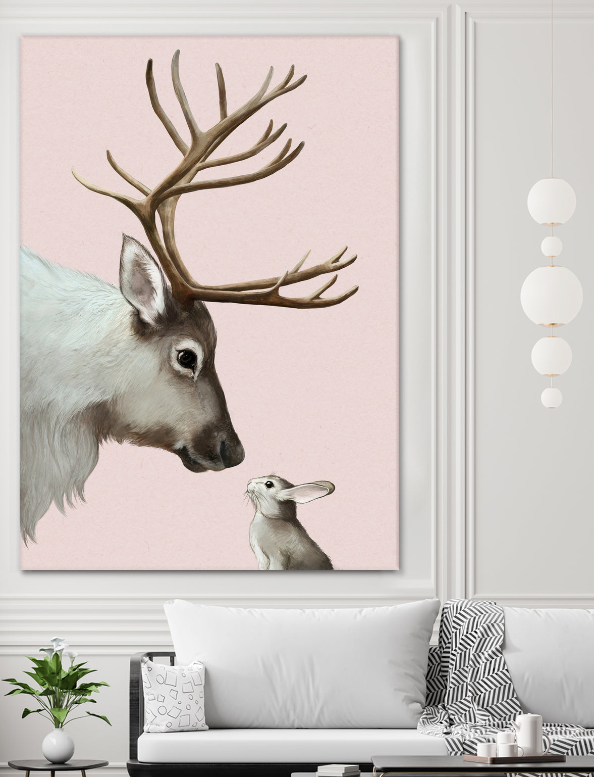 reindeer and rabbit by Laura Graves on GIANT ART - pink digital painting