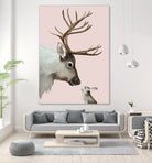 reindeer and rabbit by Laura Graves on GIANT ART - pink digital painting