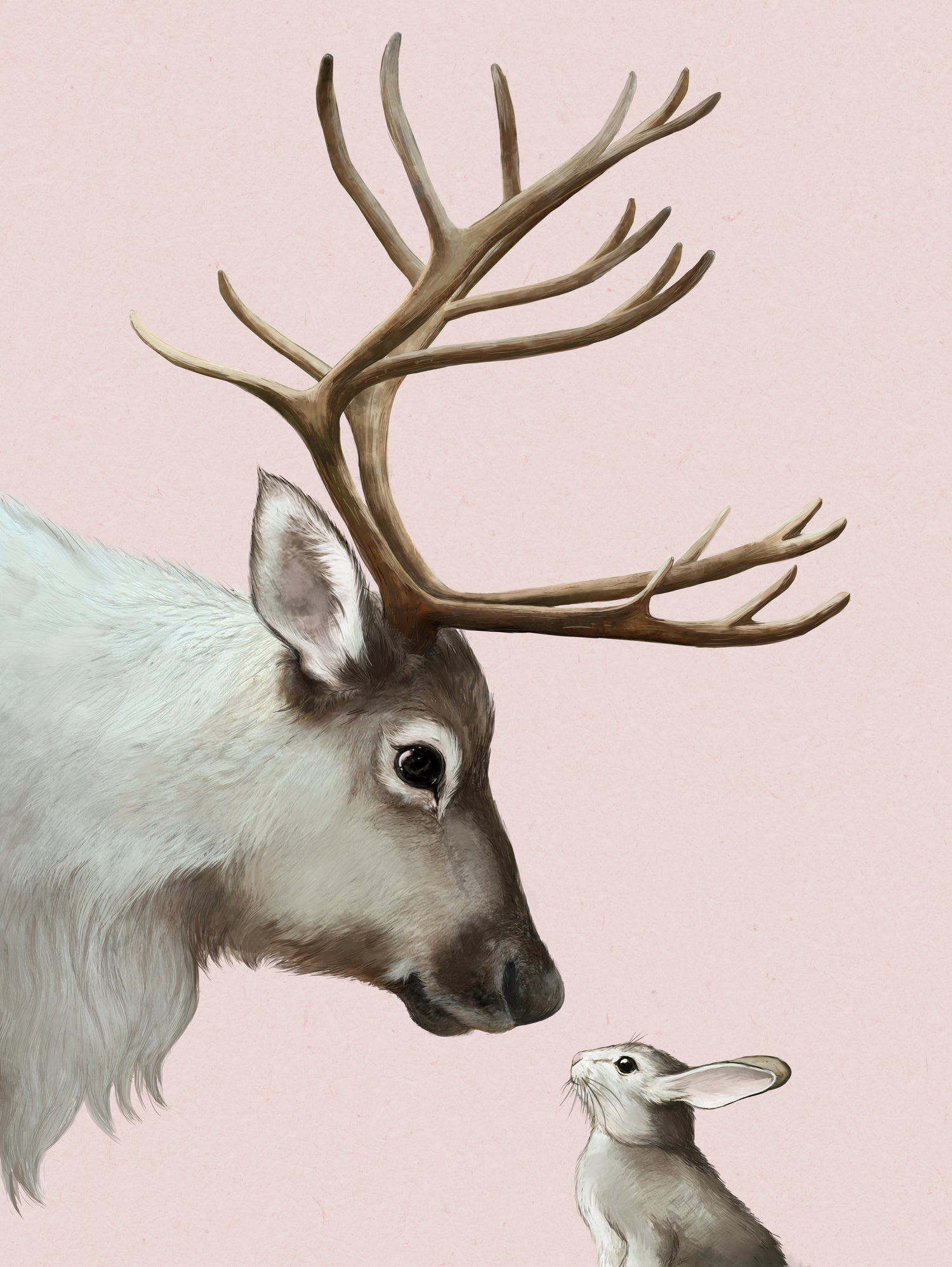 reindeer and rabbit by Laura Graves on GIANT ART - pink digital painting