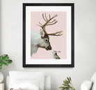 reindeer and rabbit by Laura Graves on GIANT ART - pink digital painting