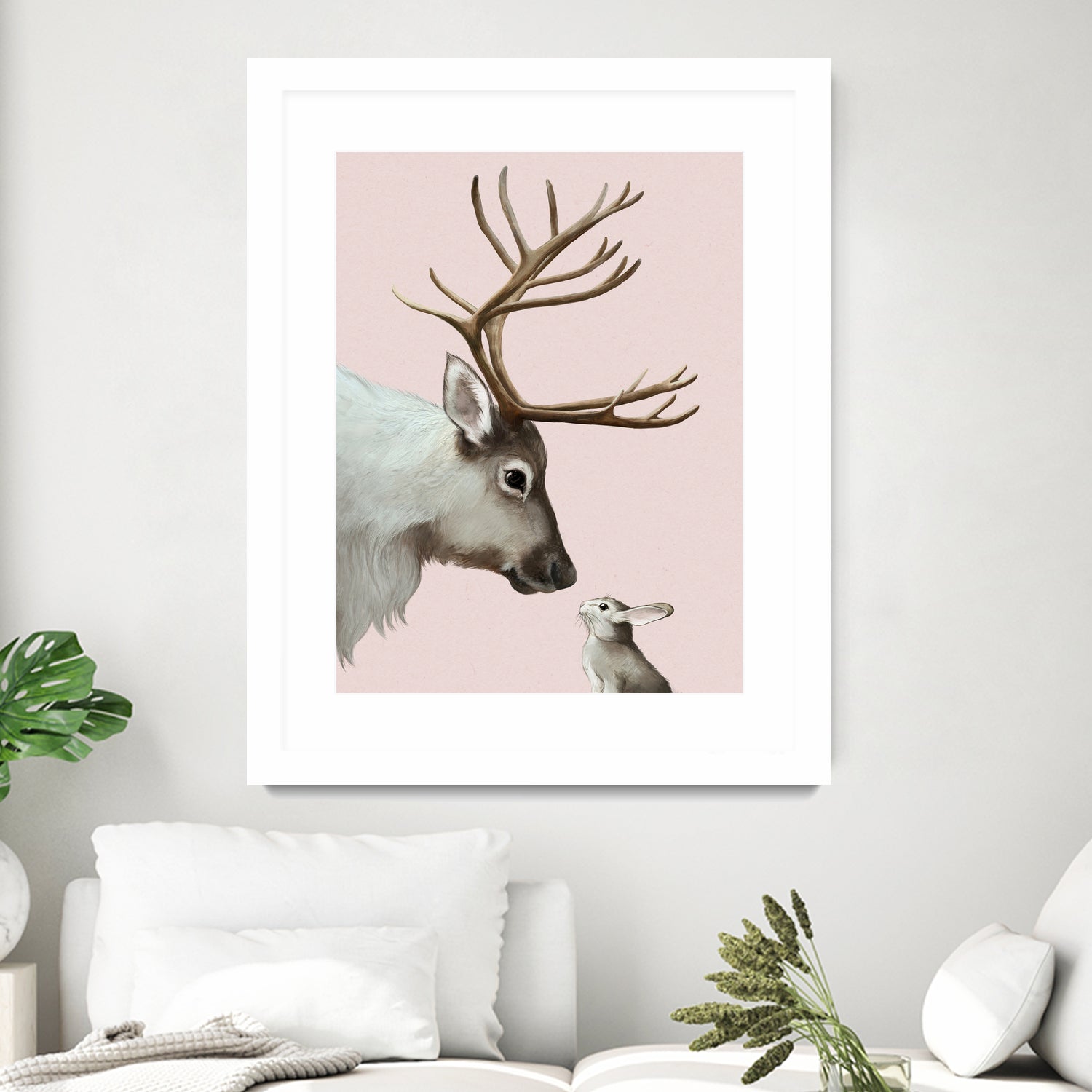 reindeer and rabbit by Laura Graves on GIANT ART - pink digital painting