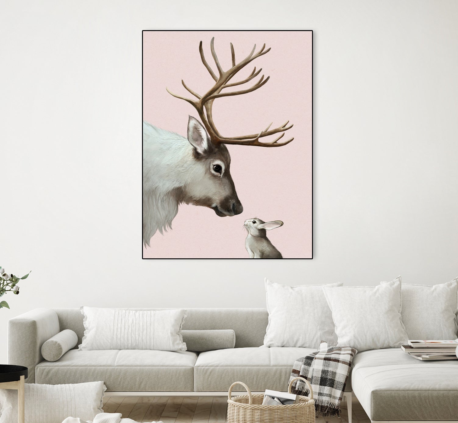 reindeer and rabbit by Laura Graves on GIANT ART - pink digital painting