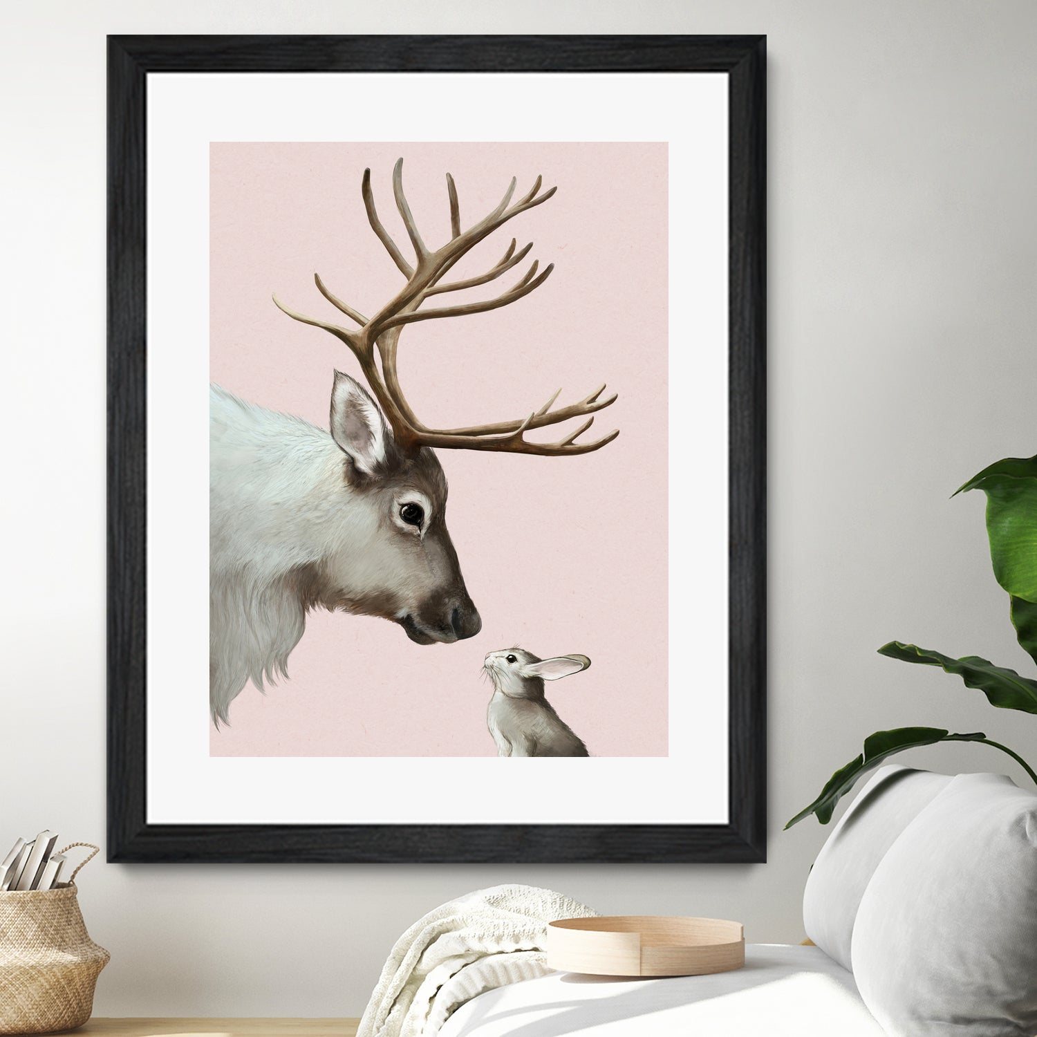 reindeer and rabbit by Laura Graves on GIANT ART - pink digital painting