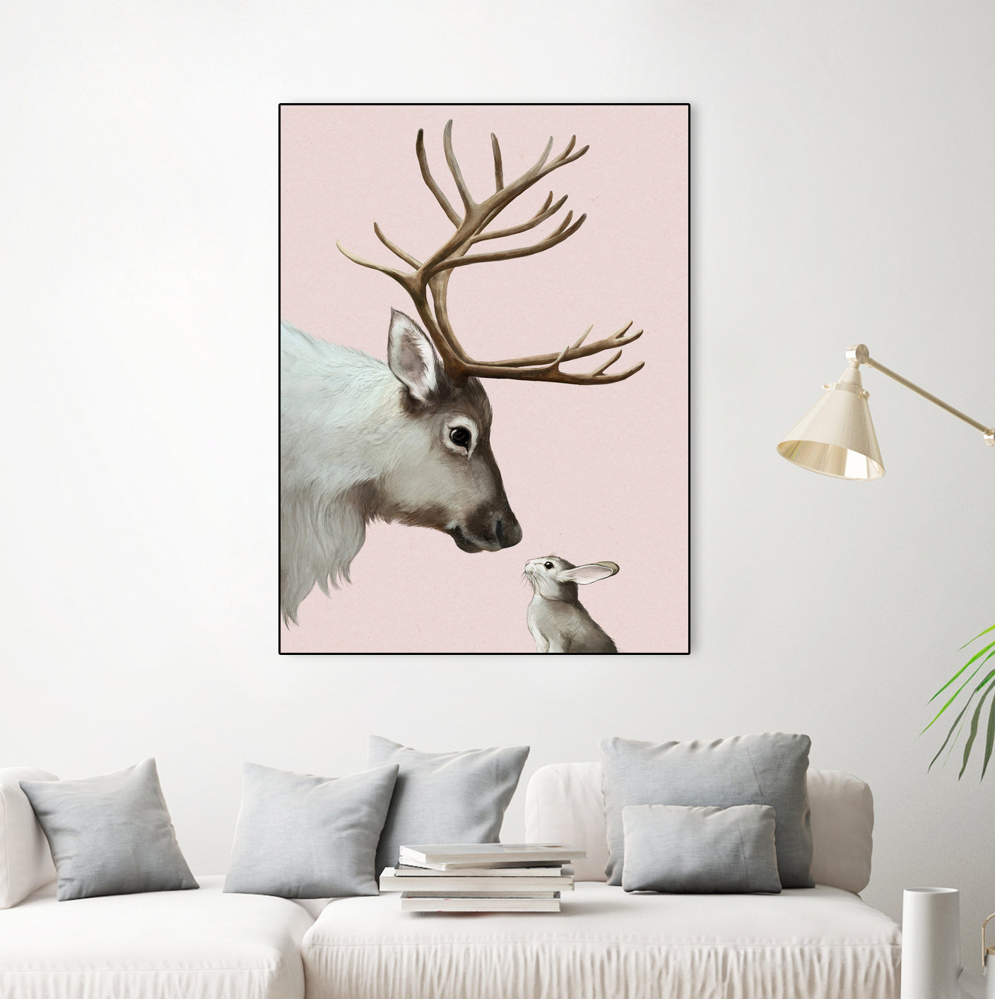 reindeer and rabbit by Laura Graves on GIANT ART - pink digital painting