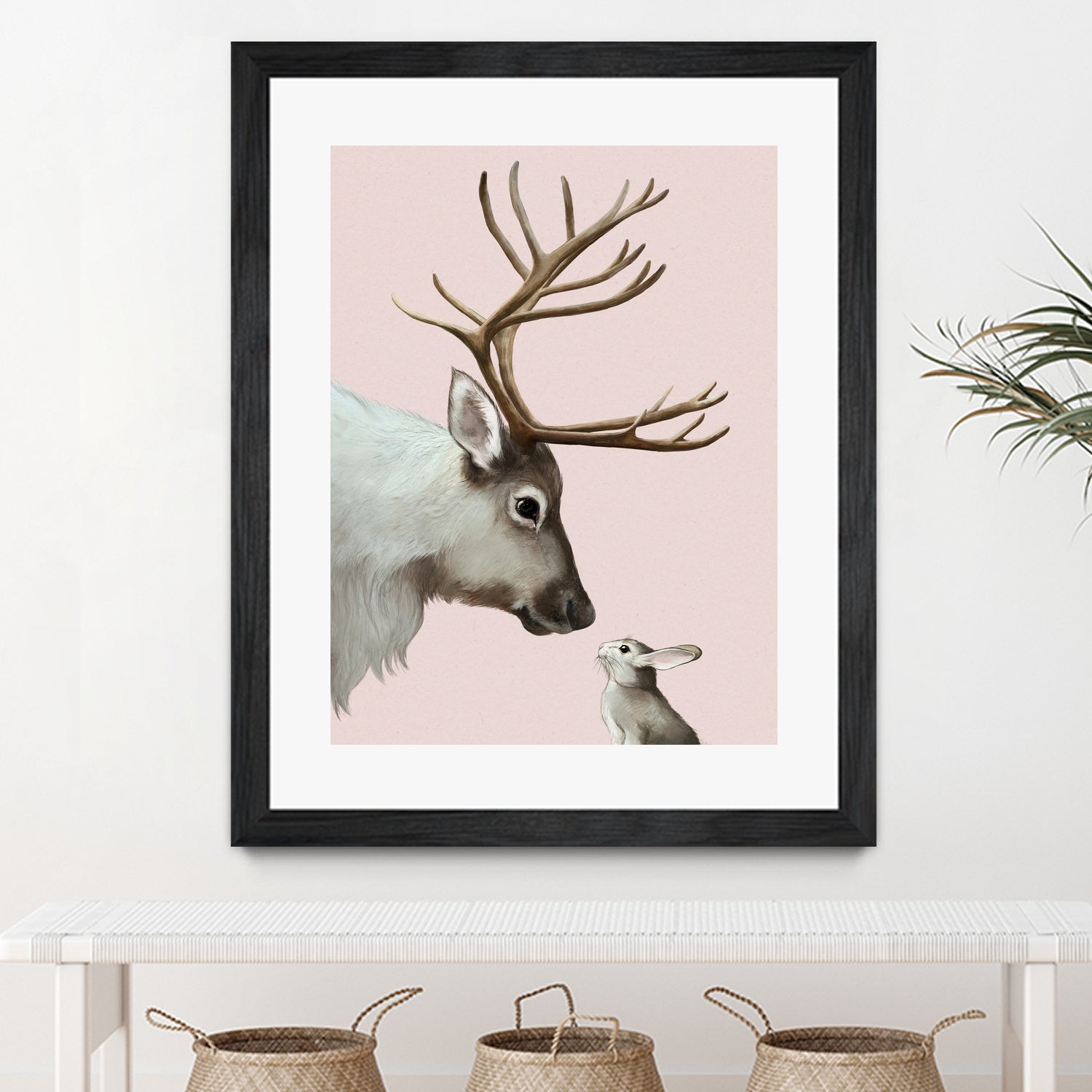 reindeer and rabbit by Laura Graves on GIANT ART - pink digital painting