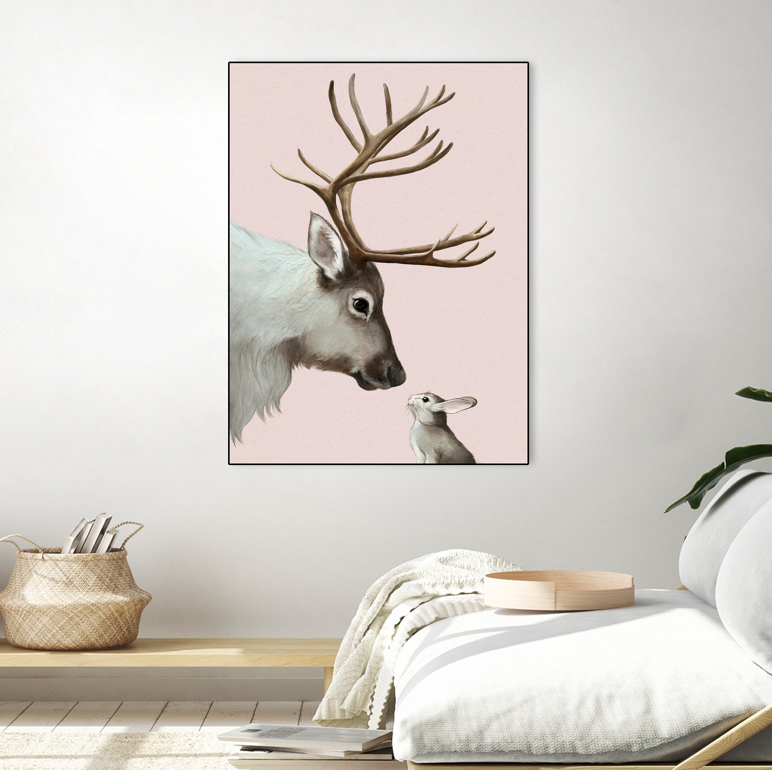 reindeer and rabbit by Laura Graves on GIANT ART - pink digital painting