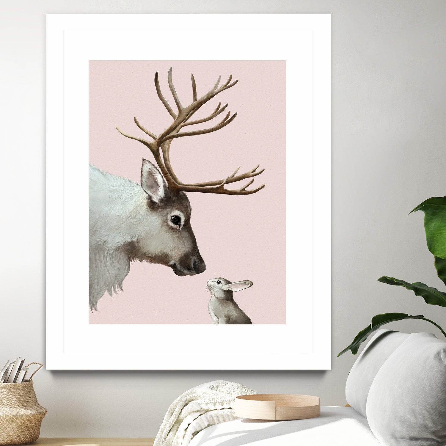 reindeer and rabbit by Laura Graves on GIANT ART - pink digital painting