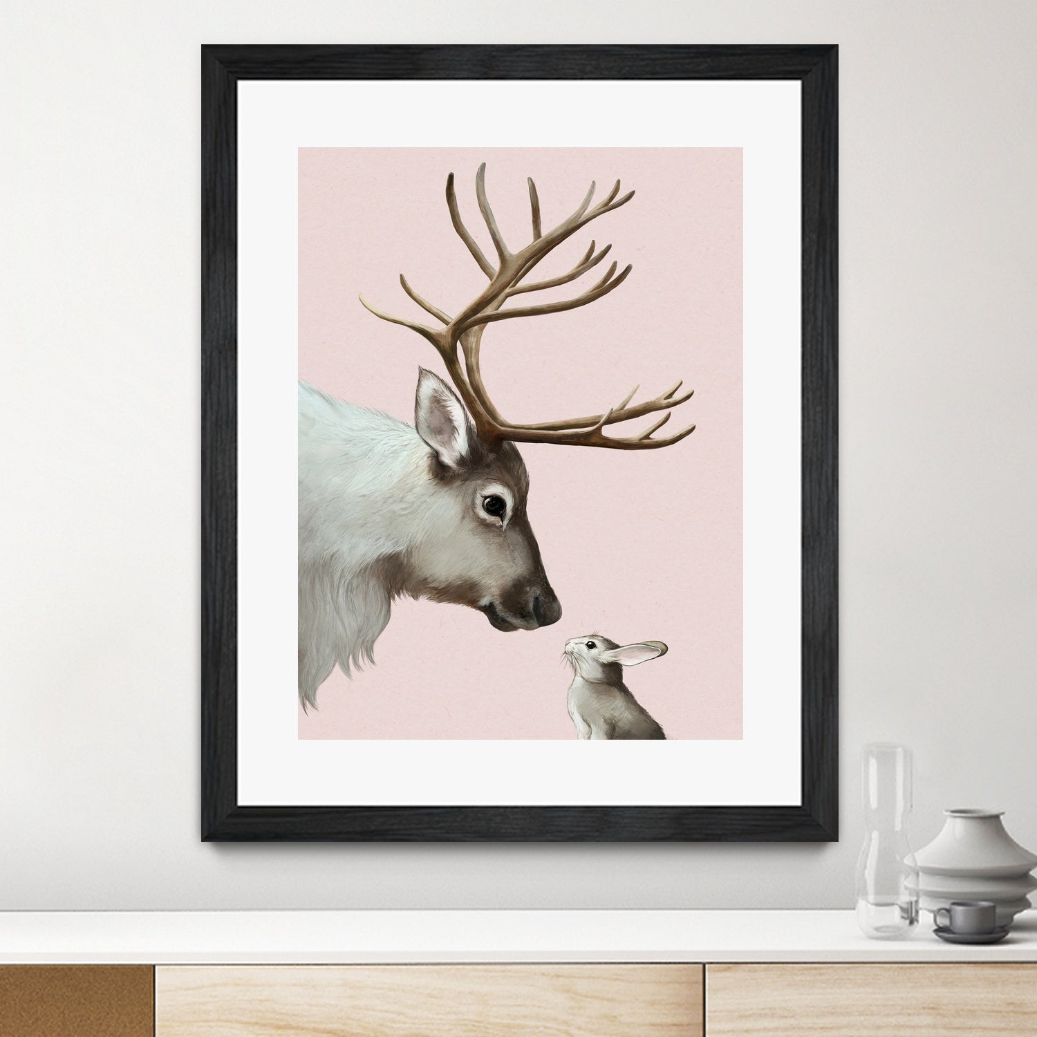 reindeer and rabbit by Laura Graves on GIANT ART - pink digital painting