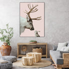 reindeer and rabbit by Laura Graves on GIANT ART - pink digital painting