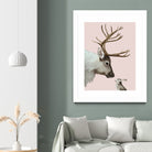 reindeer and rabbit by Laura Graves on GIANT ART - pink digital painting