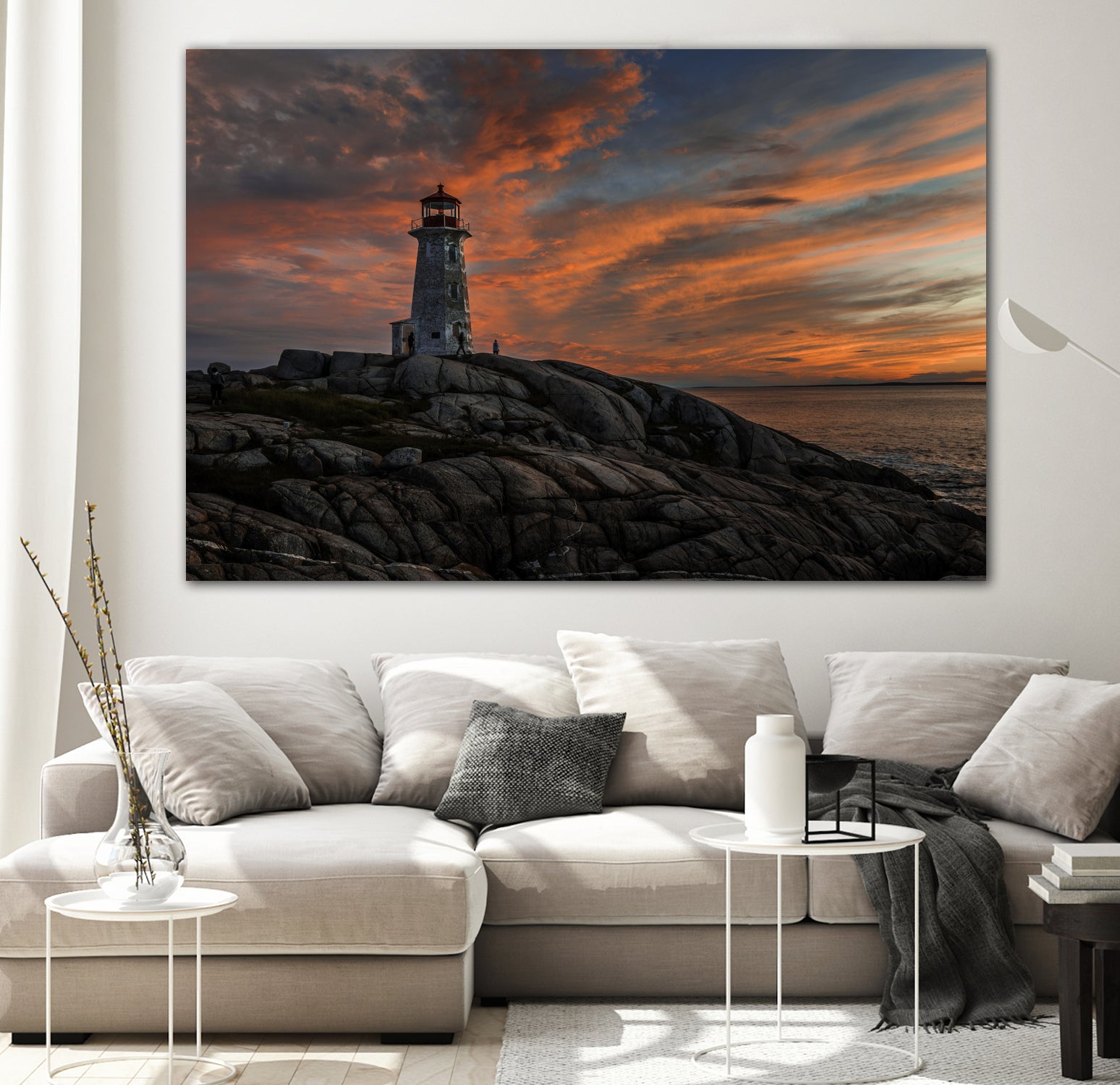 Sunset at Peggy's Point Lighthouse by Lorenzo Bustillo on GIANT ART - gray photo illustration