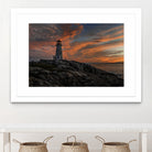 Sunset at Peggy's Point Lighthouse by Lorenzo Bustillo on GIANT ART - gray photo illustration