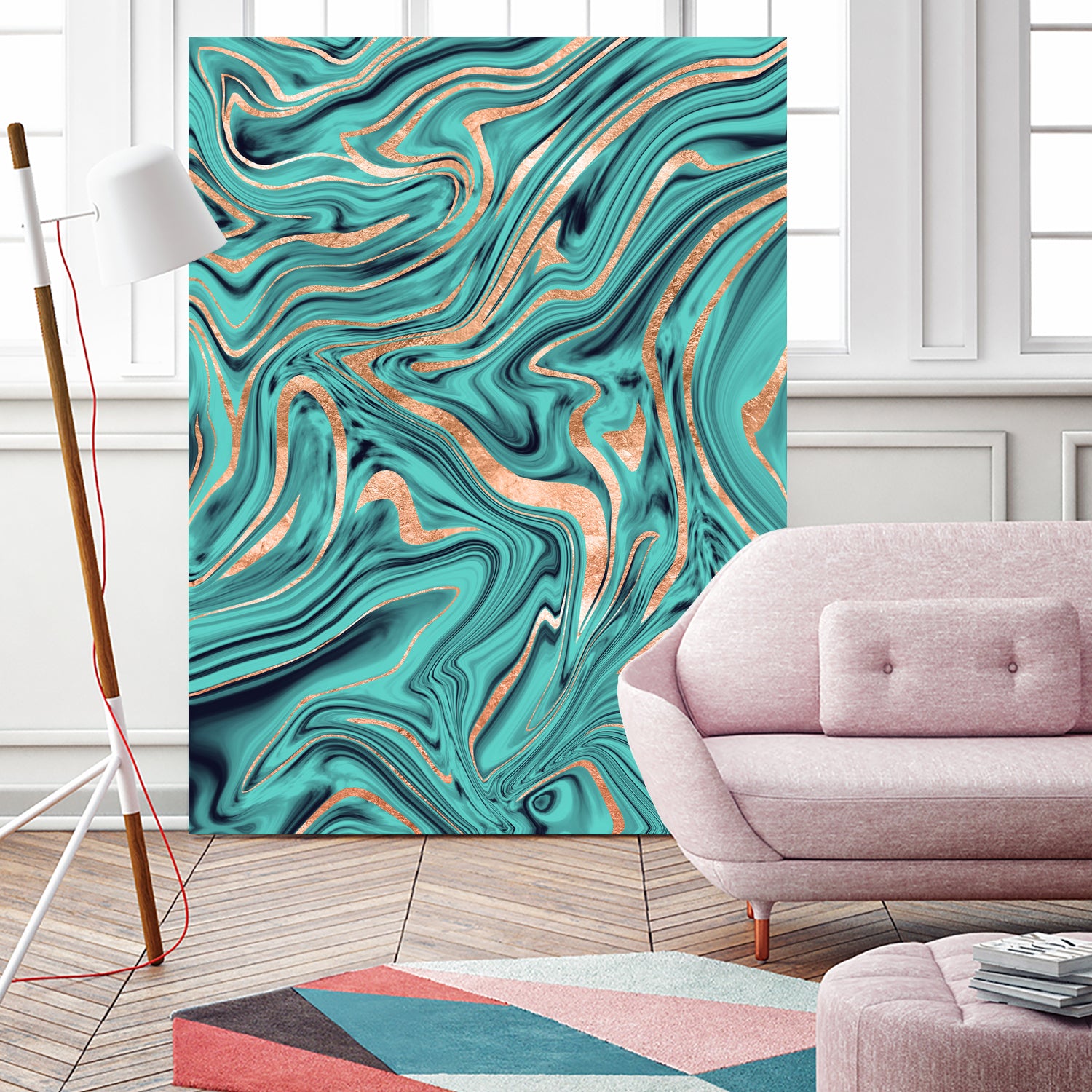 Soft Turquoise Rose Gold Marble #1 #decor #art by Anita & Bella Jantz on GIANT ART - green digital painting