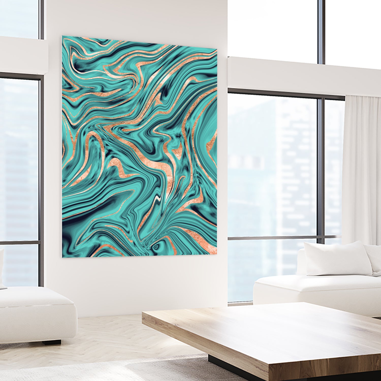 Soft Turquoise Rose Gold Marble #1 #decor #art by Anita & Bella Jantz on GIANT ART - green digital painting