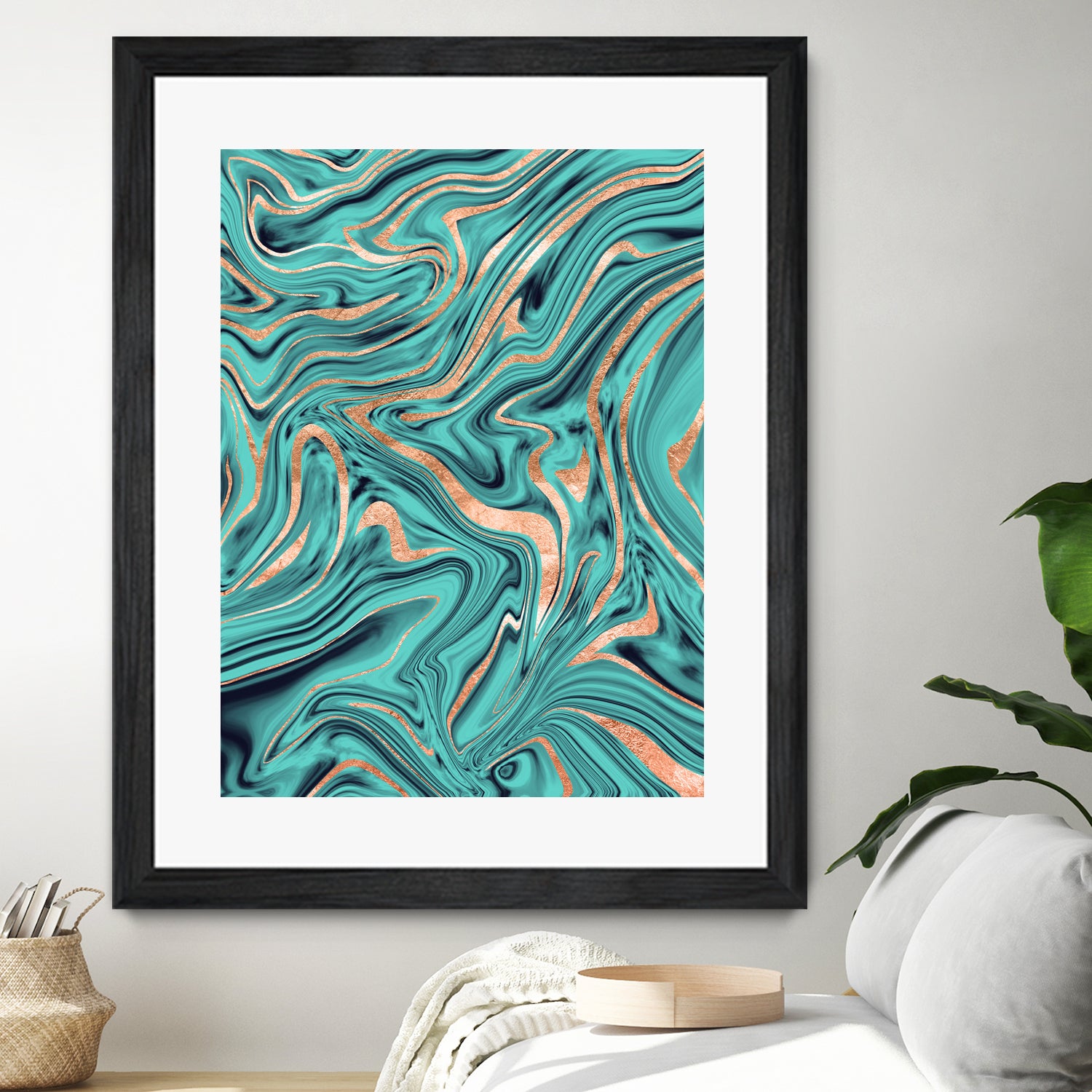 Soft Turquoise Rose Gold Marble #1 #decor #art by Anita & Bella Jantz on GIANT ART - green digital painting