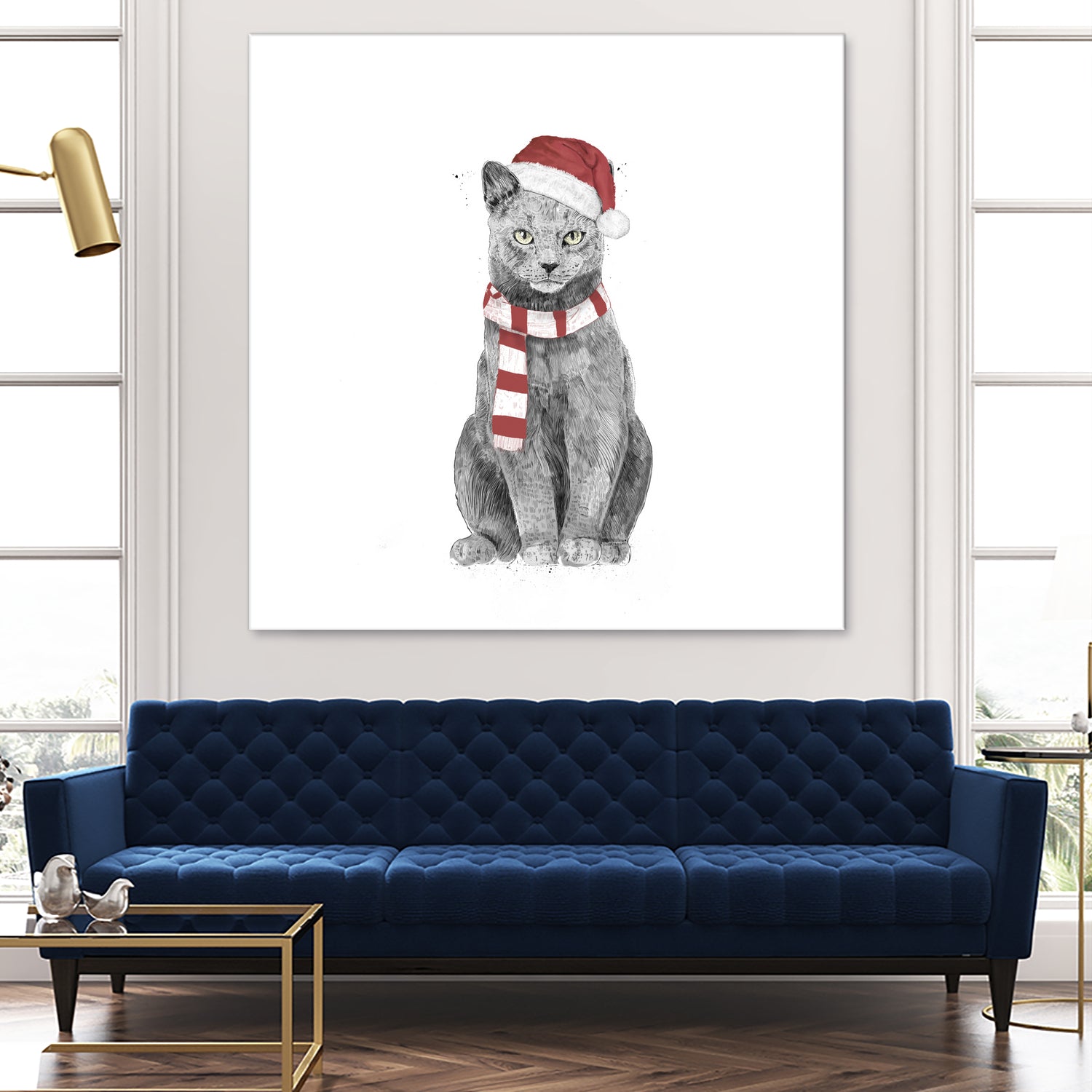 Xmas cat by Solti Balázs on GIANT ART - white digital drawing