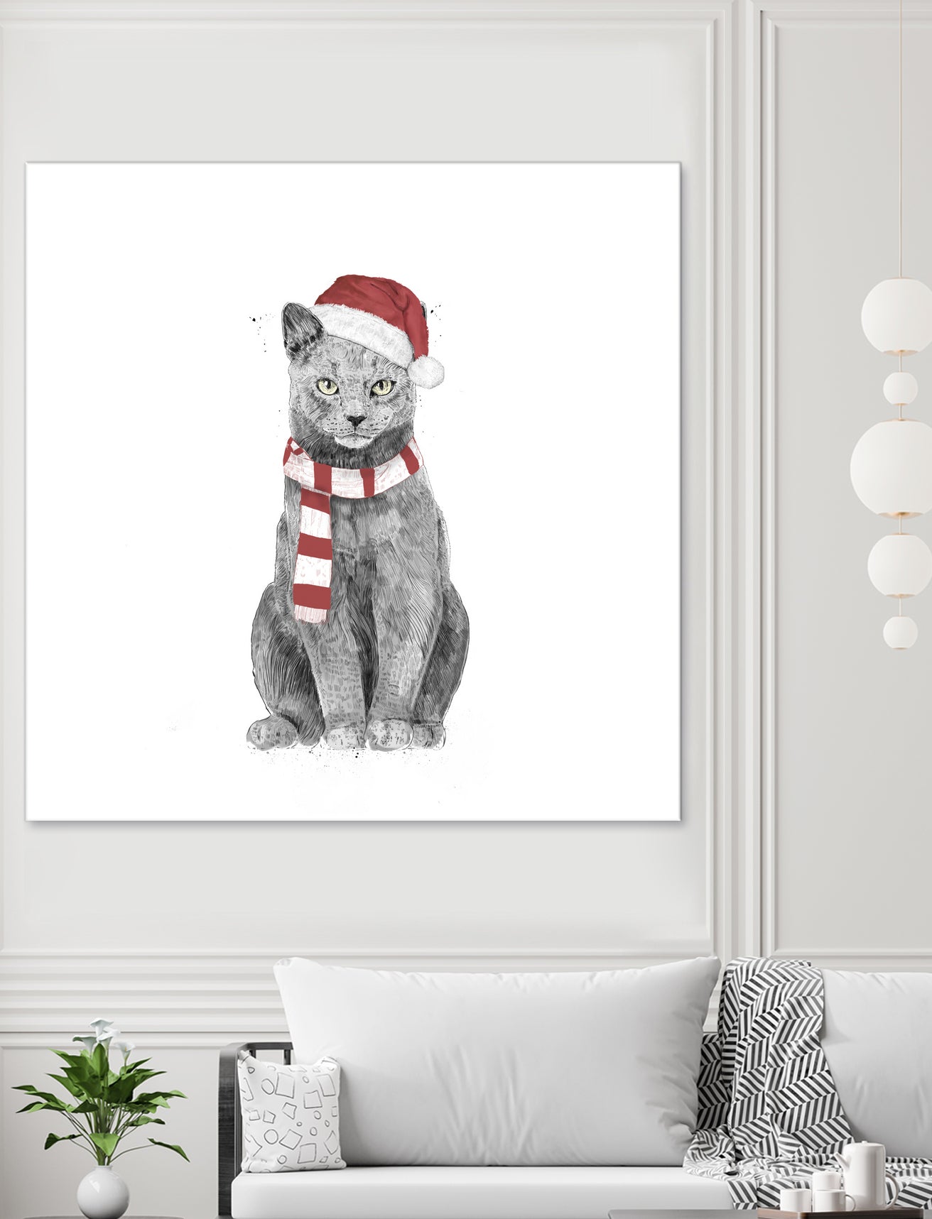 Xmas cat by Solti Balázs on GIANT ART - white digital drawing