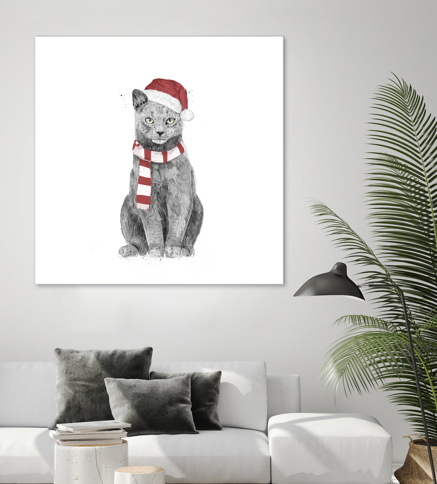 Xmas cat by Solti Balázs on GIANT ART - white digital drawing