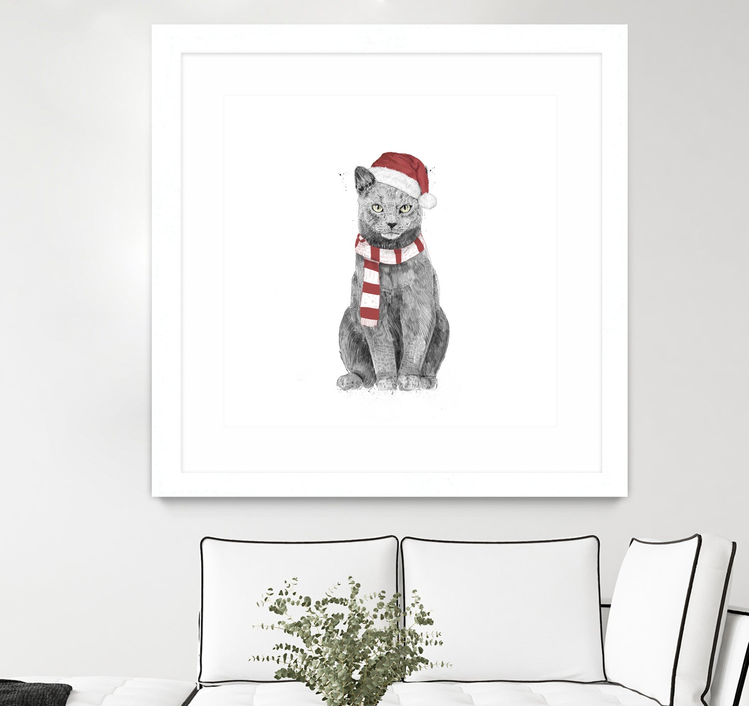 Xmas cat by Solti Balázs on GIANT ART - white digital drawing