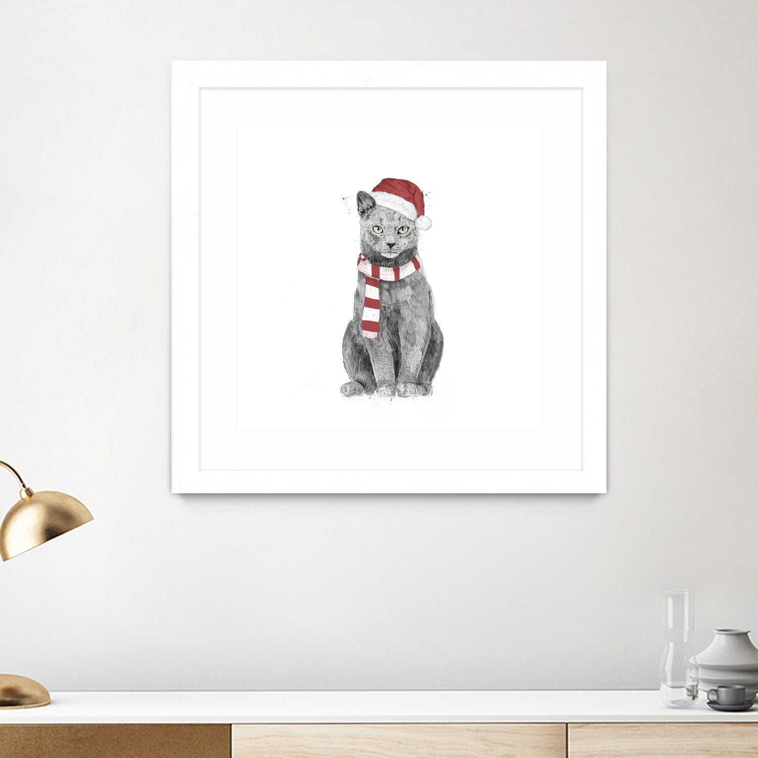 Xmas cat by Solti Balázs on GIANT ART - white digital drawing