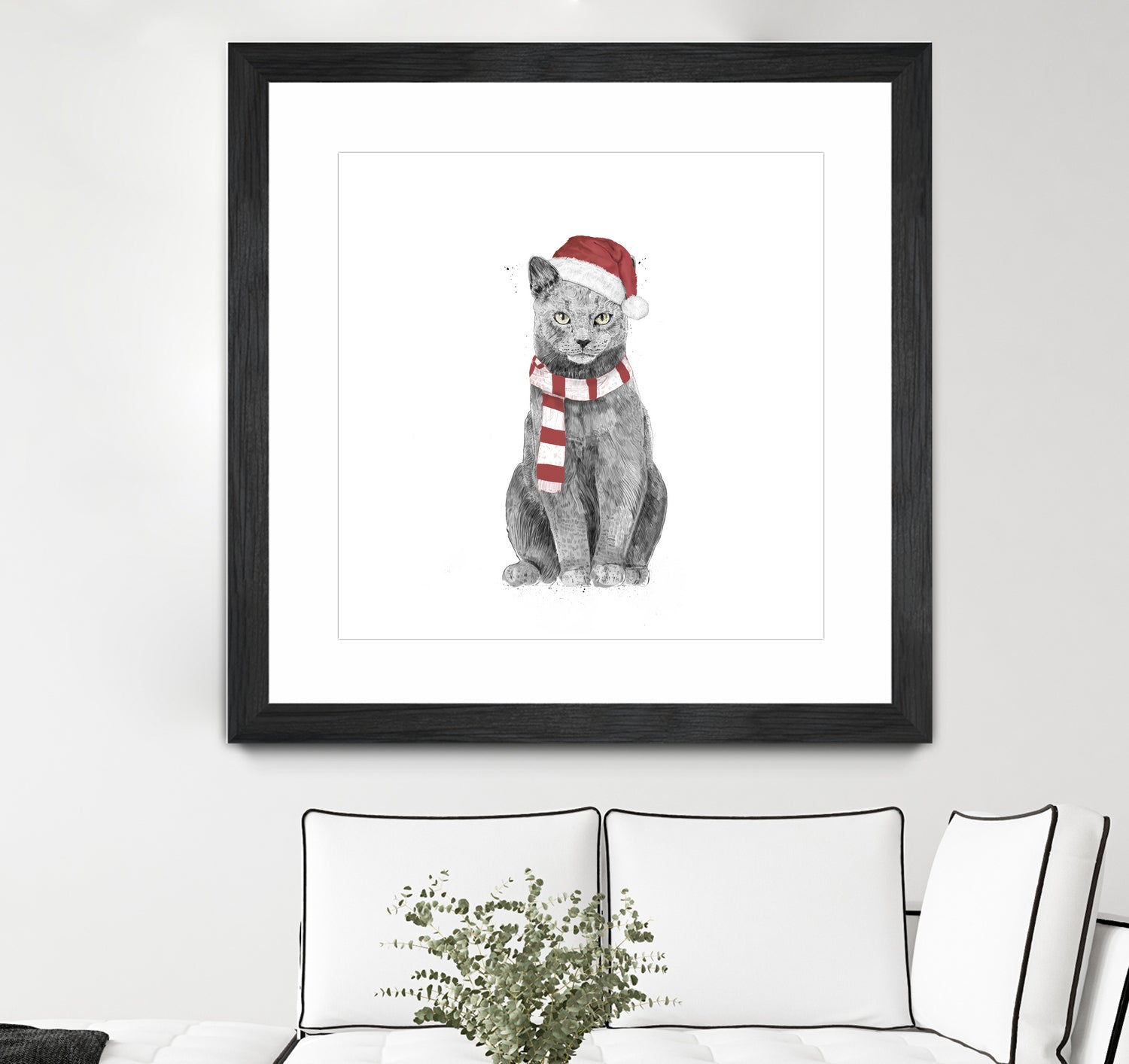 Xmas cat by Solti Balázs on GIANT ART - white digital drawing