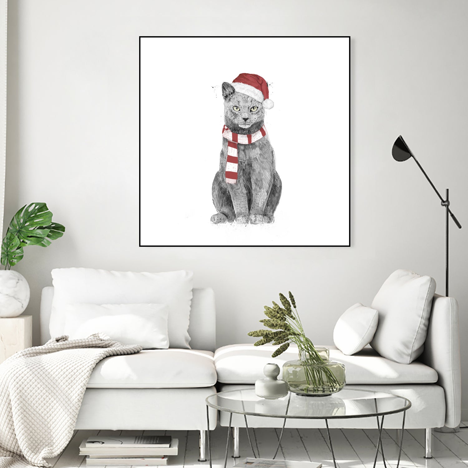 Xmas cat by Solti Balázs on GIANT ART - white digital drawing