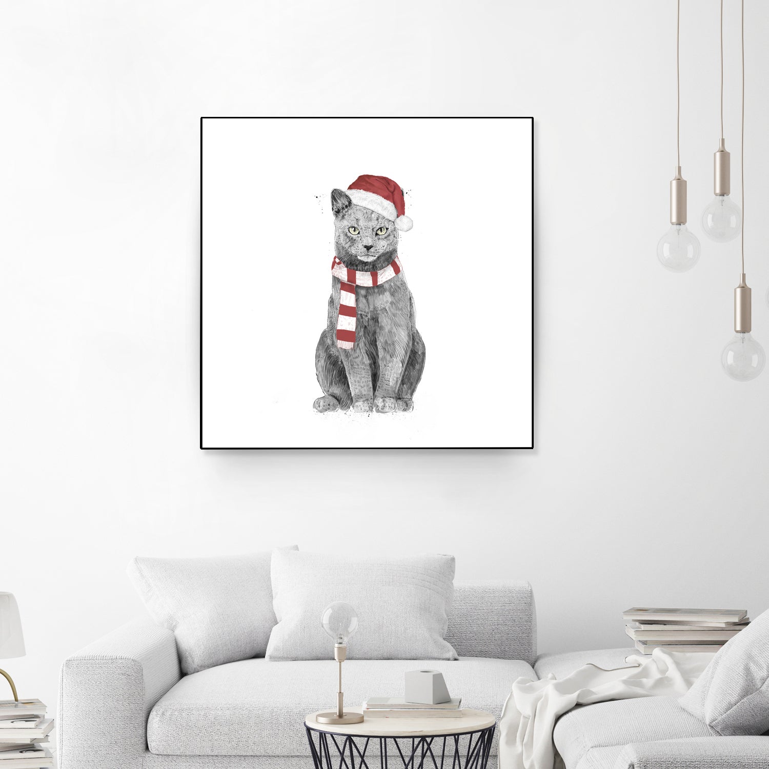 Xmas cat by Solti Balázs on GIANT ART - white digital drawing