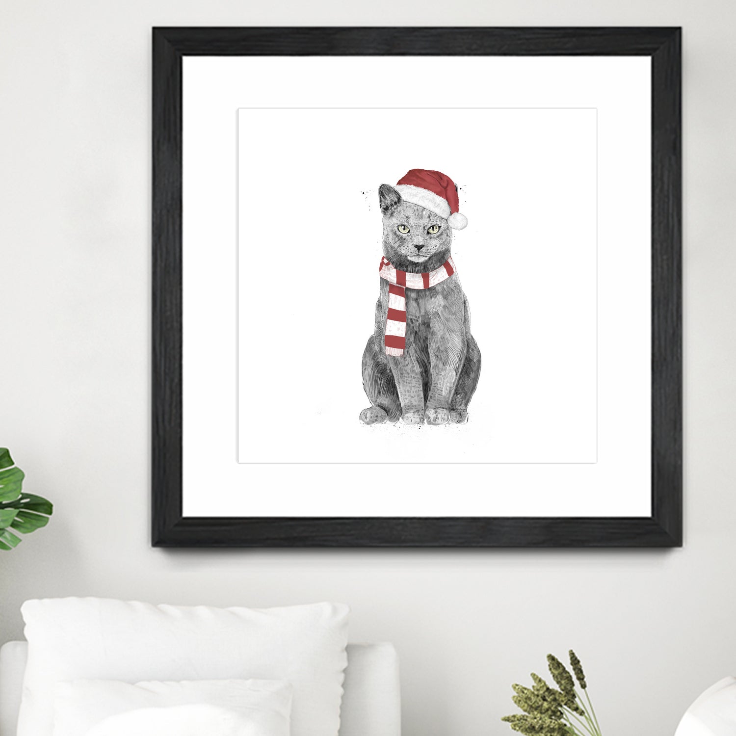 Xmas cat by Solti Balázs on GIANT ART - white digital drawing