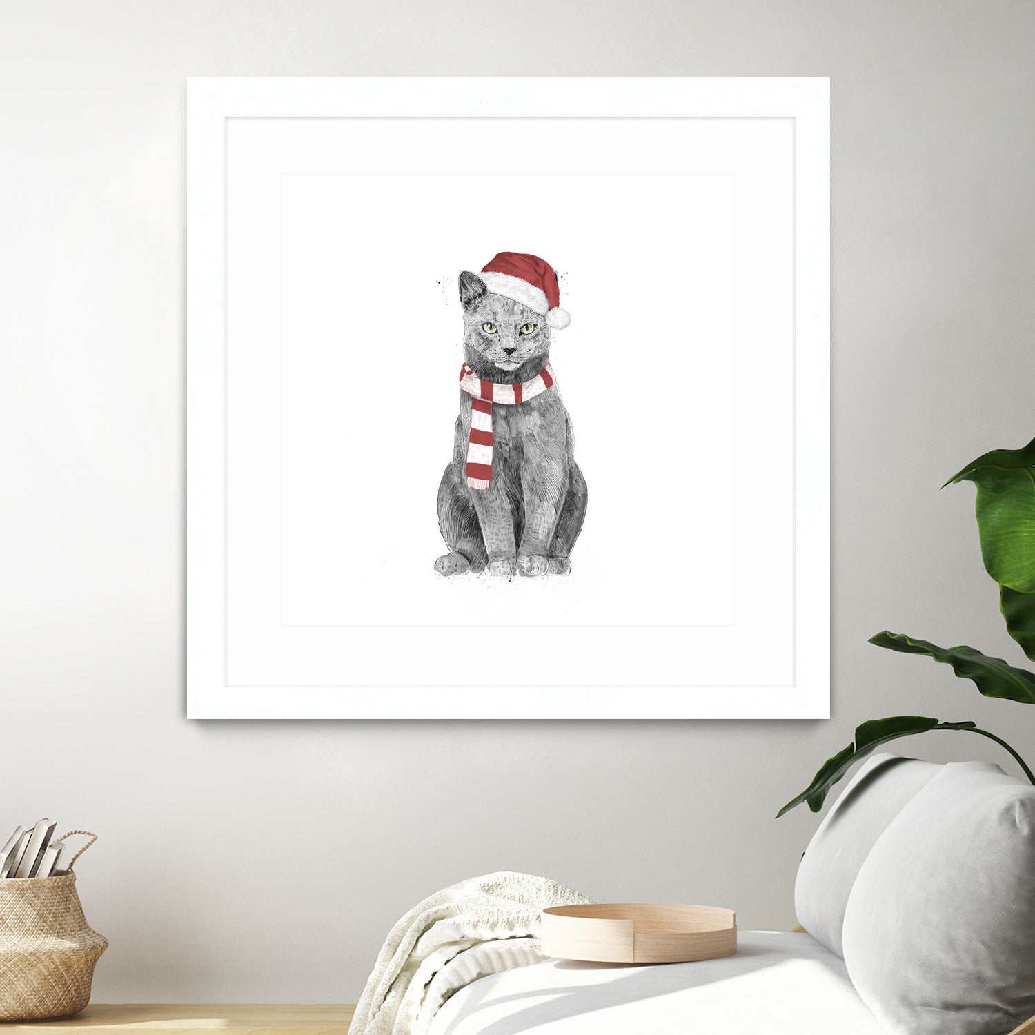 Xmas cat by Solti Balázs on GIANT ART - white digital drawing