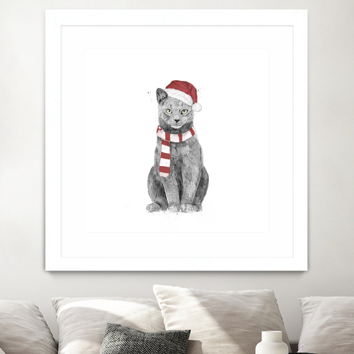 Xmas cat by Solti Balázs on GIANT ART - white digital drawing