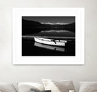 White lake boat by IOANNA PAPANIKOLAOU on GIANT ART - black photo illustration