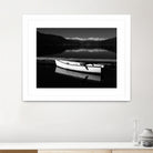 White lake boat by IOANNA PAPANIKOLAOU on GIANT ART - black photo illustration