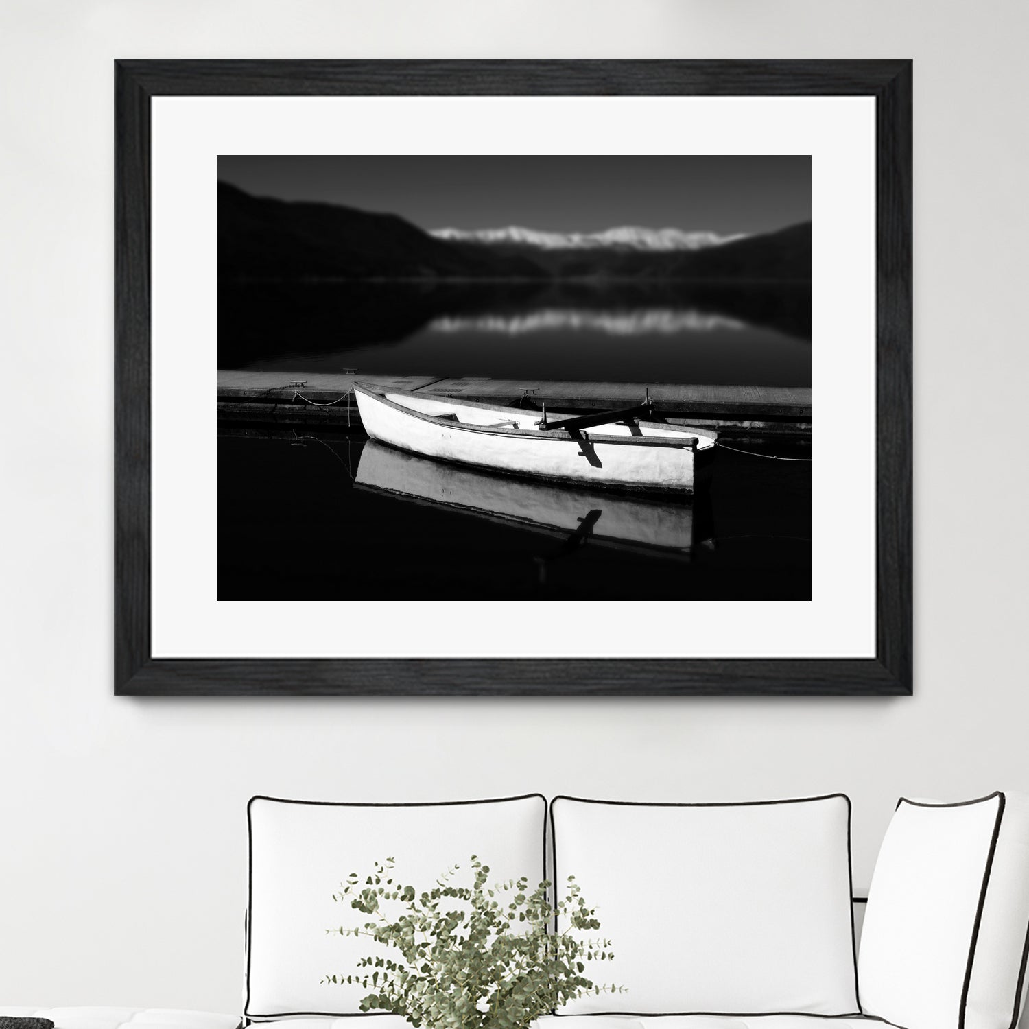 White lake boat by IOANNA PAPANIKOLAOU on GIANT ART - black photo illustration