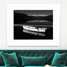 White lake boat by IOANNA PAPANIKOLAOU on GIANT ART - black photo illustration