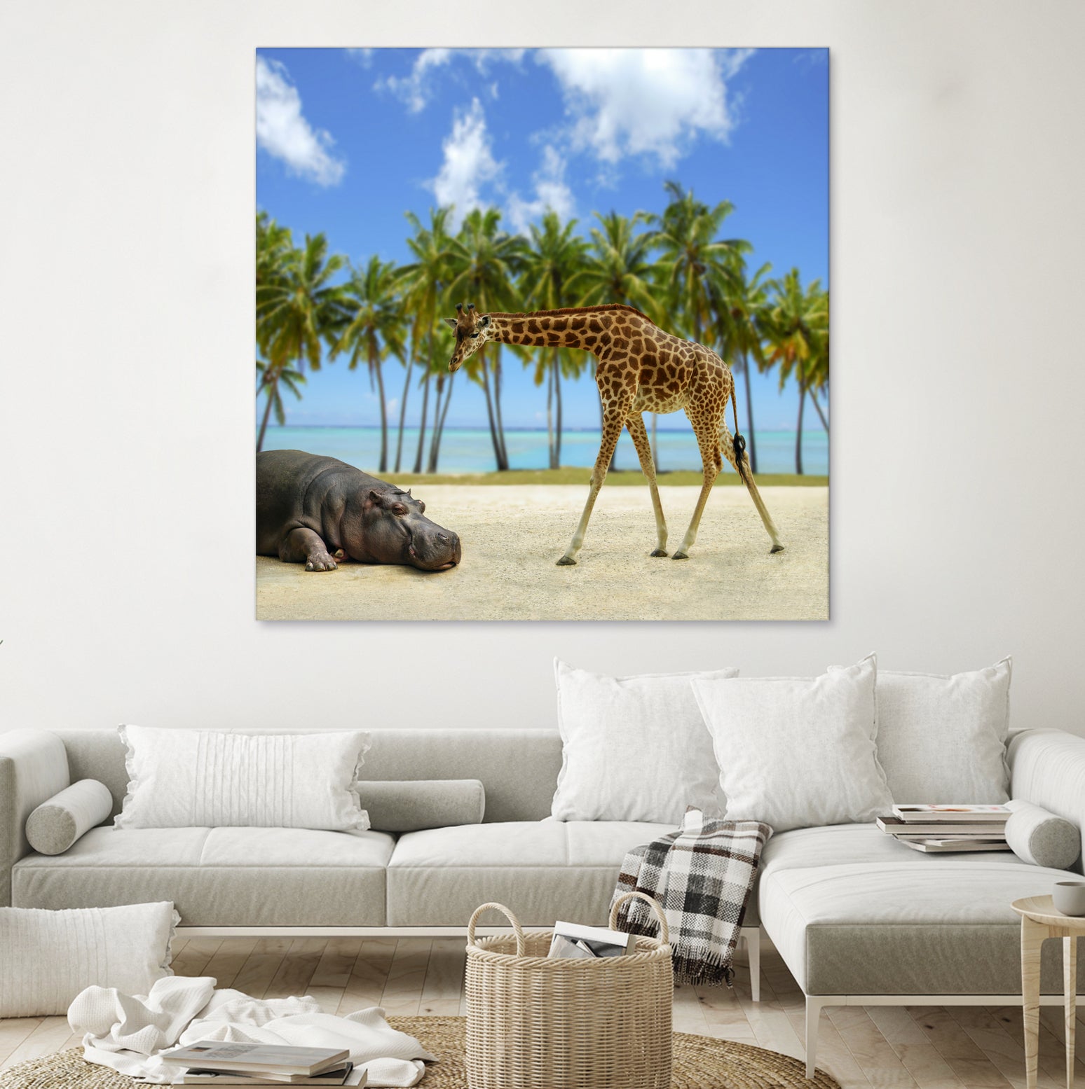 giraffe and hippo by Artem Avetisyan on GIANT ART - brown photo illustration