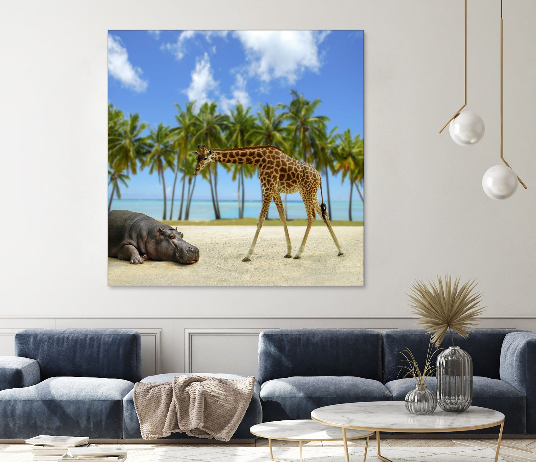 giraffe and hippo by Artem Avetisyan on GIANT ART - brown photo illustration